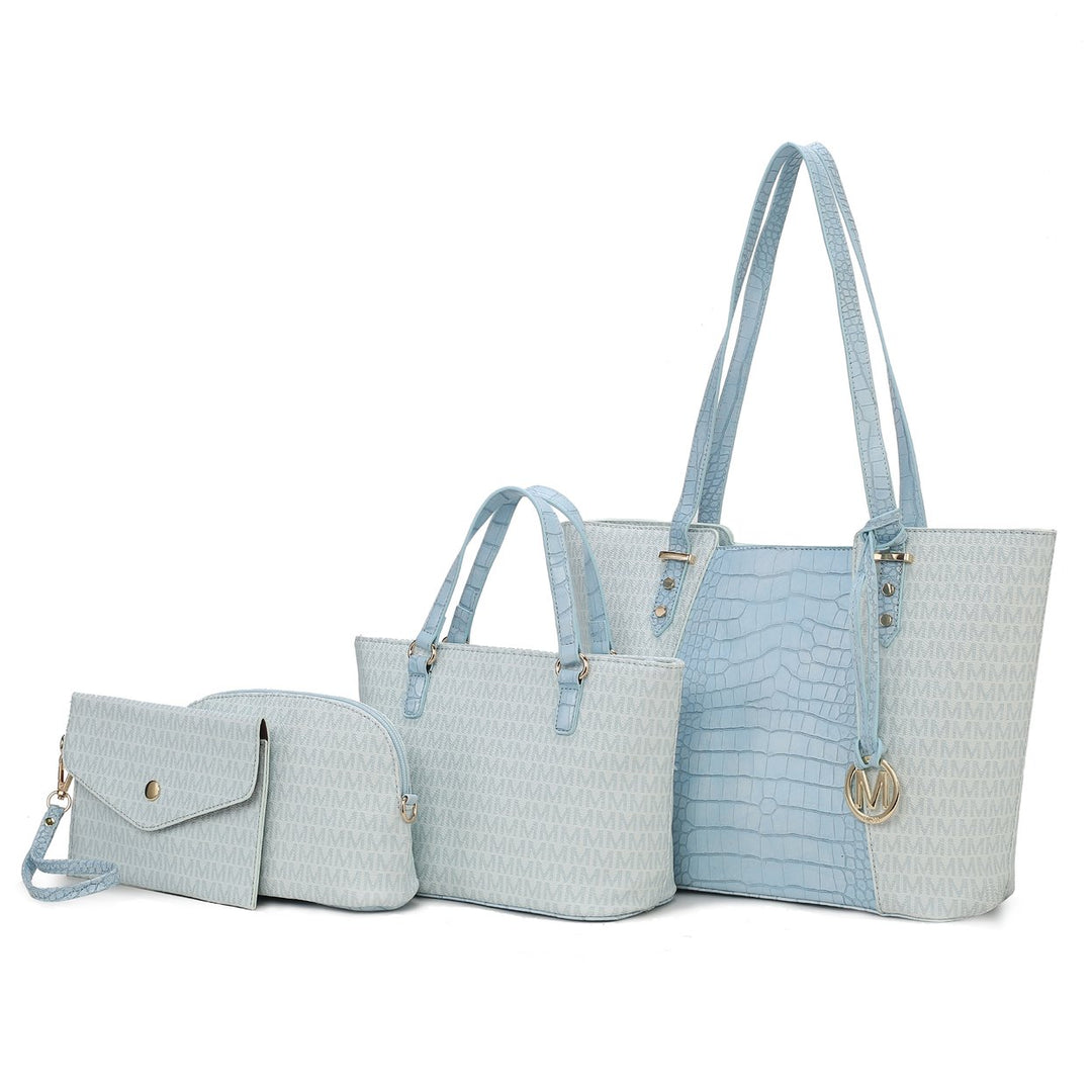 MKF Collection by Mia K Lippa M Signature Crocodile embossed Vegan Leather Women Bag 4 Pcs set Image 7