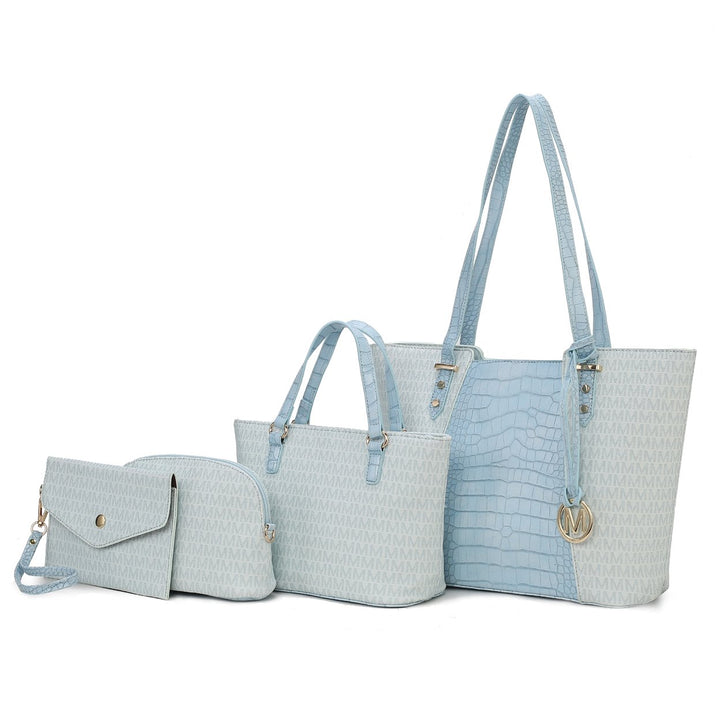 MKF Collection by Mia K Lippa M Signature Crocodile embossed Vegan Leather Women Bag 4 Pcs set Image 7