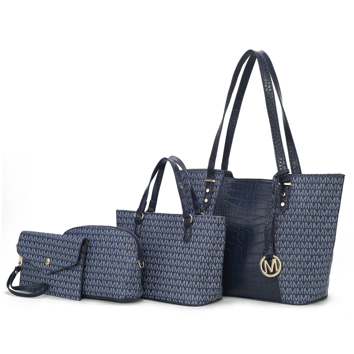 MKF Collection by Mia K Lippa M Signature Crocodile embossed Vegan Leather Women Bag 4 Pcs set Image 8