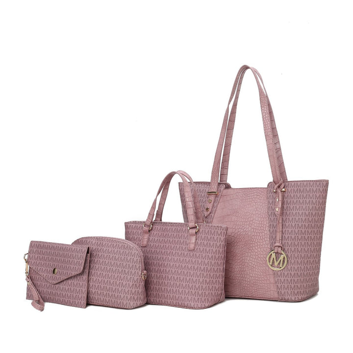 MKF Collection by Mia K Lippa M Signature Crocodile embossed Vegan Leather Women Bag 4 Pcs set Image 9