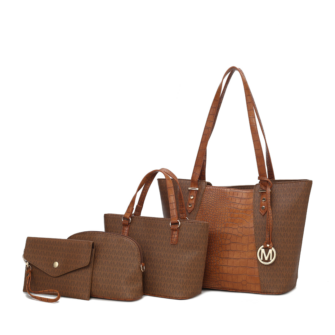 MKF Collection by Mia K Lippa M Signature Crocodile embossed Vegan Leather Women Bag 4 Pcs set Image 12