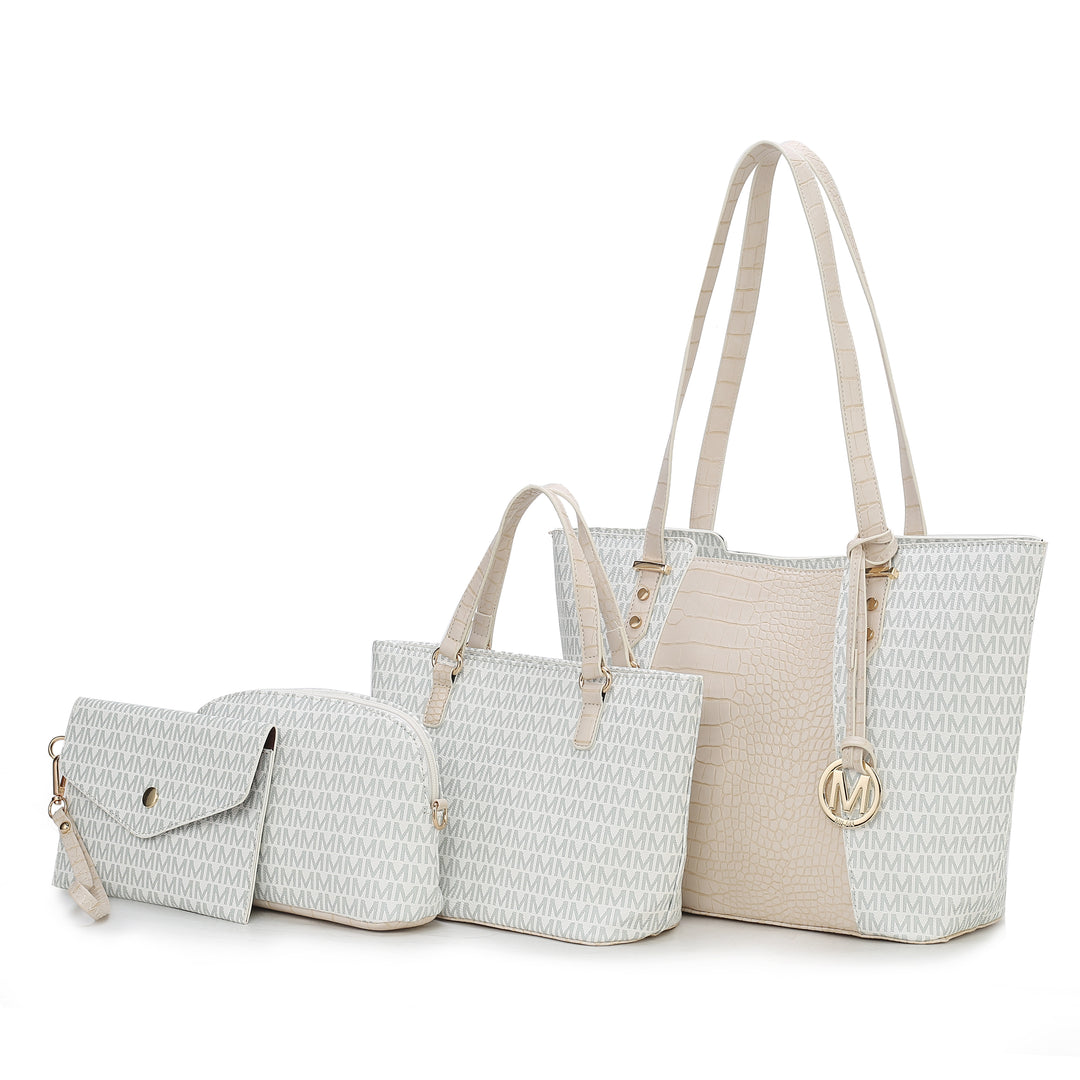 MKF Collection by Mia K Lippa M Signature Crocodile embossed Vegan Leather Women Bag 4 Pcs set Image 11