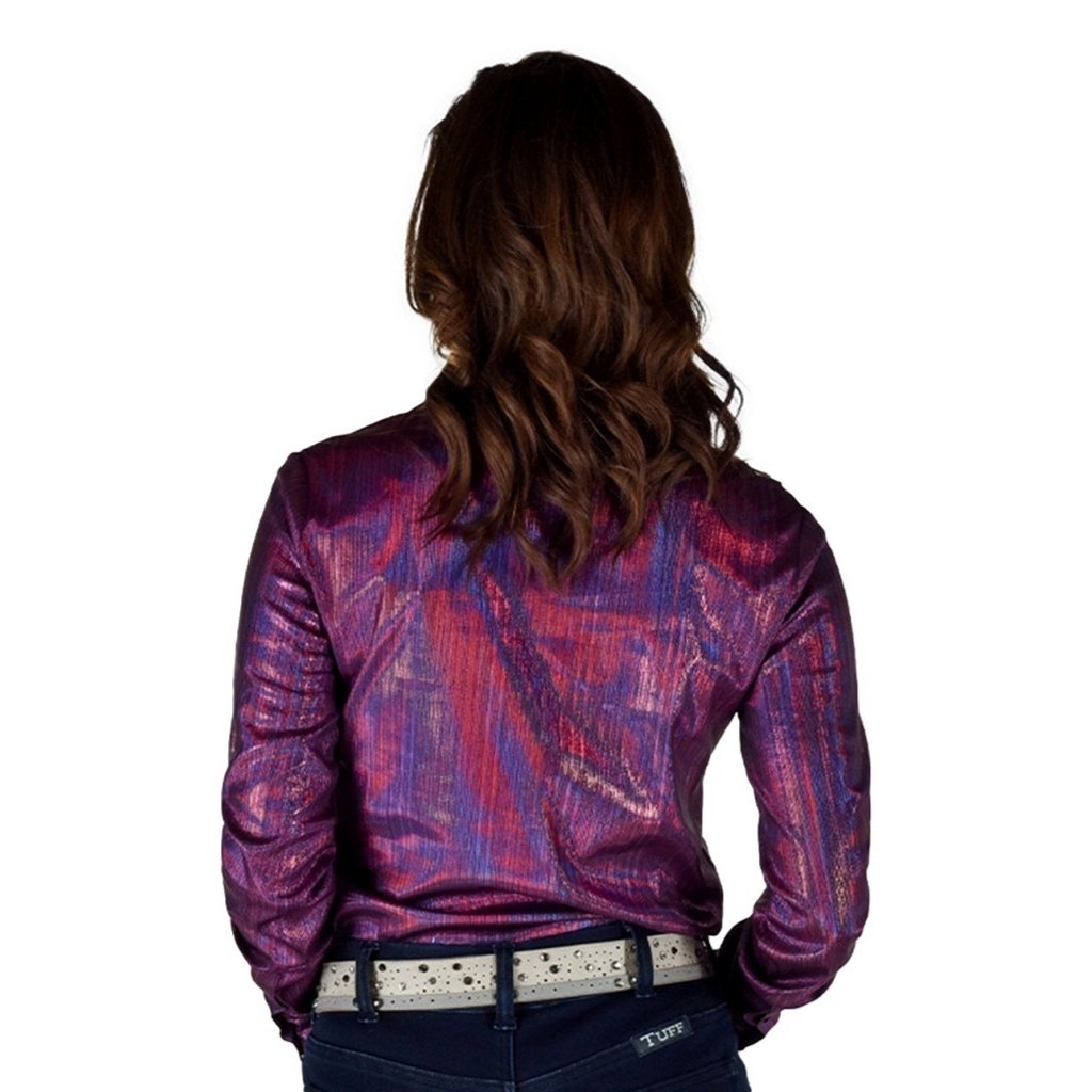 Cowgirl Tuff Western Shirt Womens L/S Metallic Button Purple 100885 Image 2