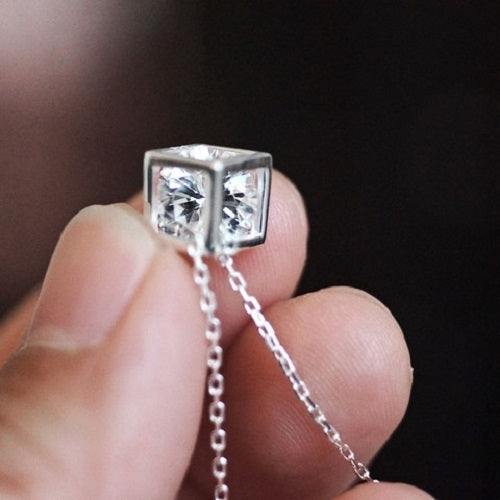 Crystal Ice Cube Cubic Zirconia Pendant Necklace Image 4