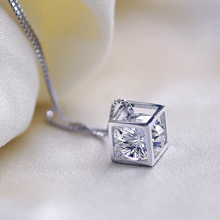 Crystal Ice Cube Cubic Zirconia Pendant Necklace Image 2