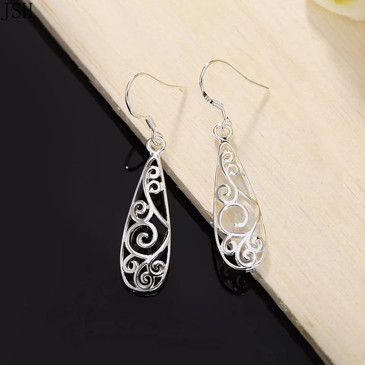 925 Sterling Silver Filigree Teardrop Drop Earrings Image 4