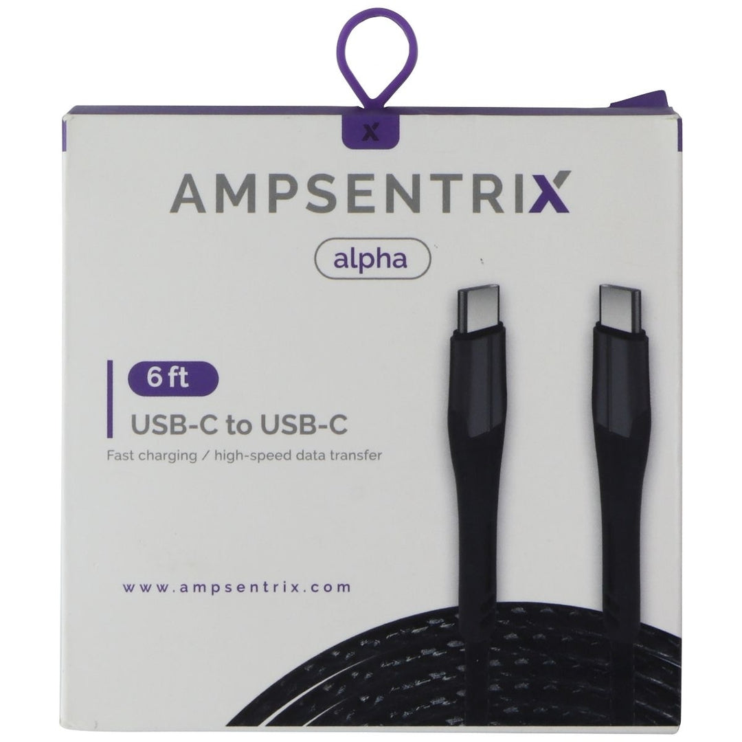 AmpSentrix (6-Ft) Alpha USB-C to USB-C Charge/Sync Cable - Black Image 1