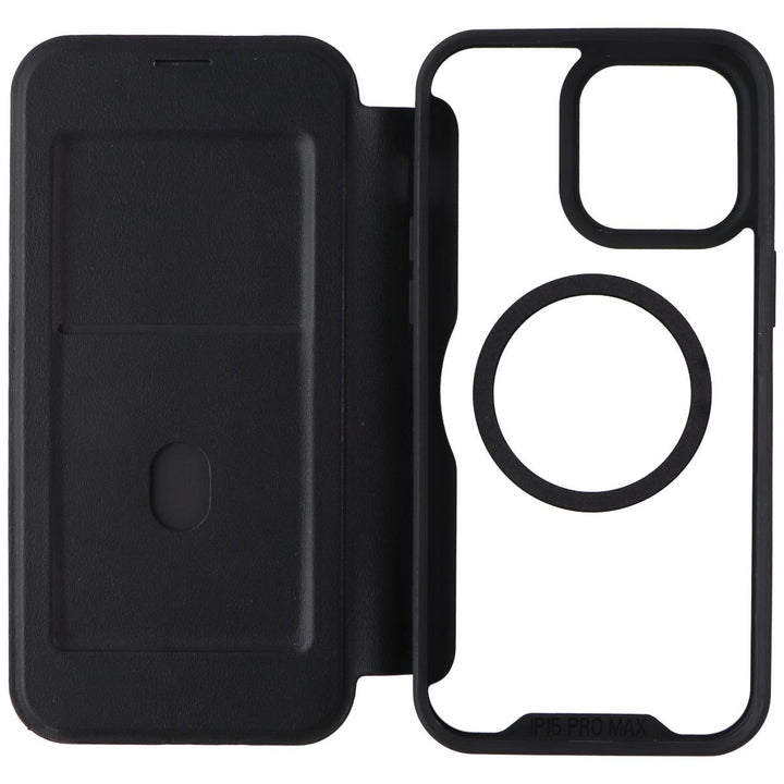 Ampd TPU/Acrylic Flip Wallet Case for MagSafe for iPhone 15 Pro Max - Clr/Blk Image 3