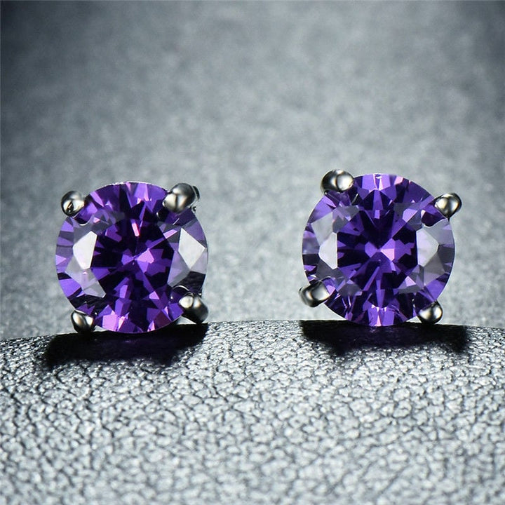 Solid Real 925 Sterling Silver Crystal CZ Stud Post Earrings Small Image 1