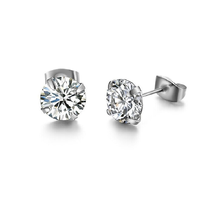 Solid Real 925 Sterling Silver Crystal CZ Stud Post Earrings Small Image 11