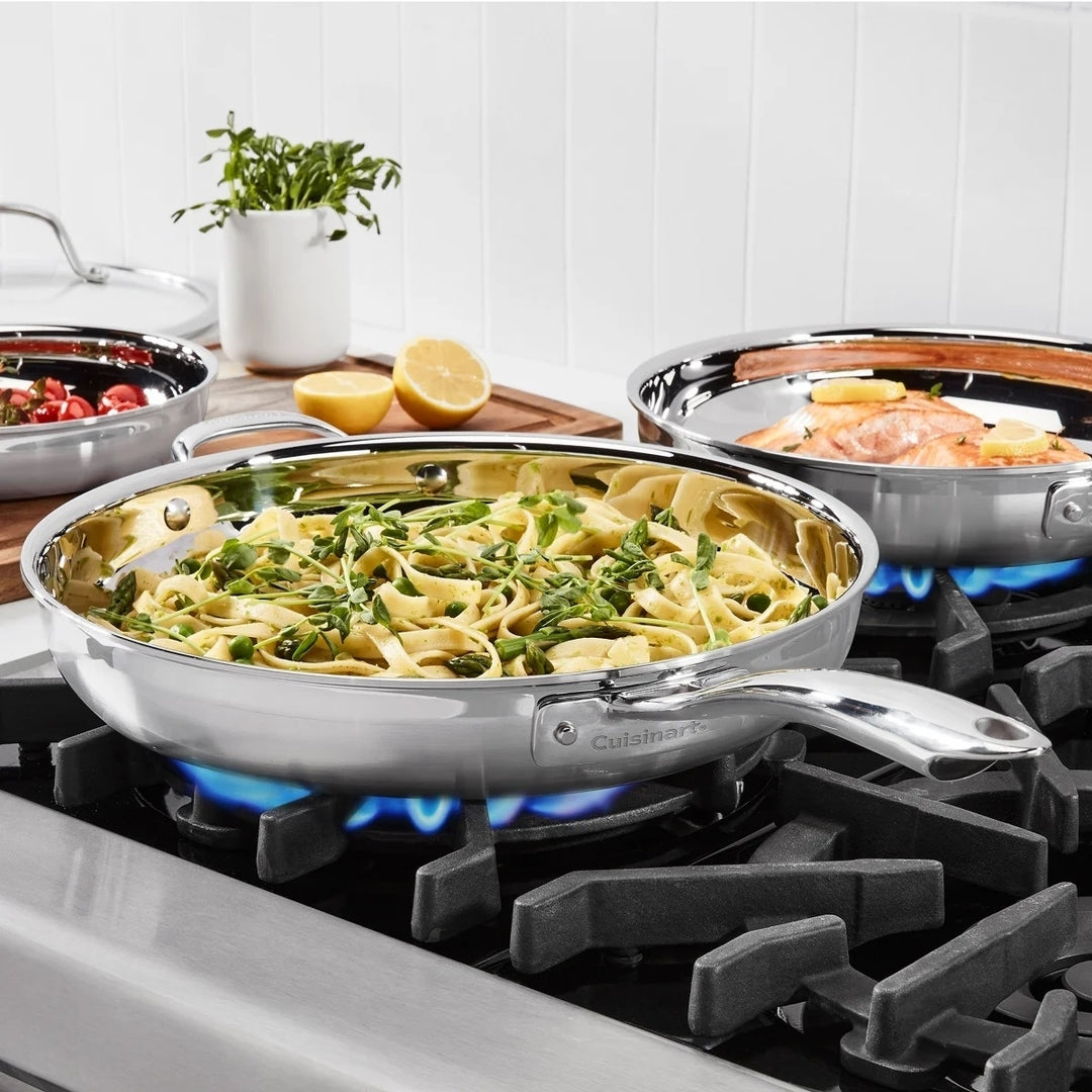 Cuisinart Tri-Ply Clad Stainless Steel 5 Piece Skillet Set Image 4