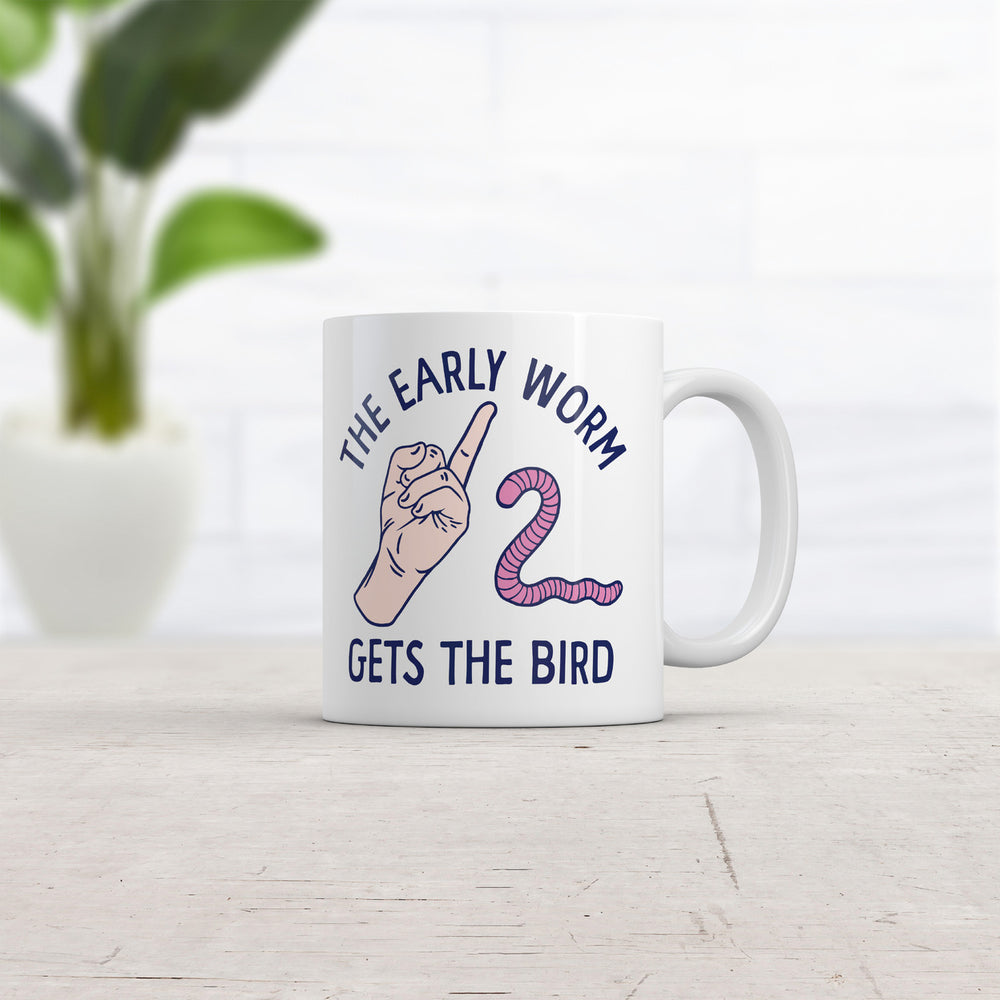 The Early Worm Gets The Bird Mug Funny Sarcastic Middle Finger Graphic Cup-11oz Image 2