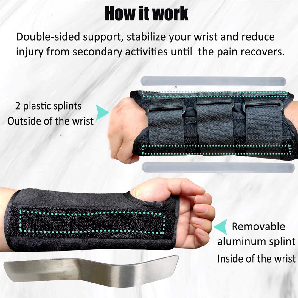 GOMOREON Wrist Brace for Carpal Tunnel Adjustable Support Splint One Size Black Image 4