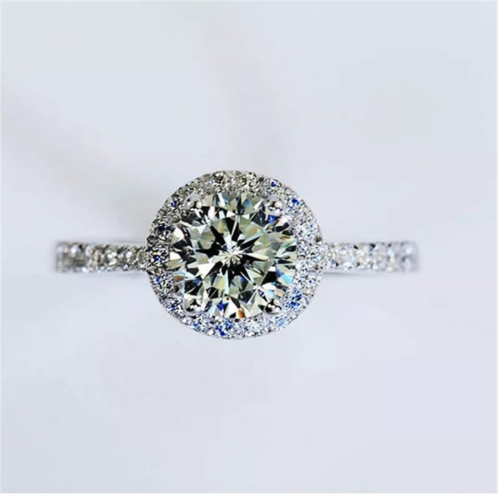 Round White Gold Plated CZ Crystal Wedding Engagement Ring Image 2