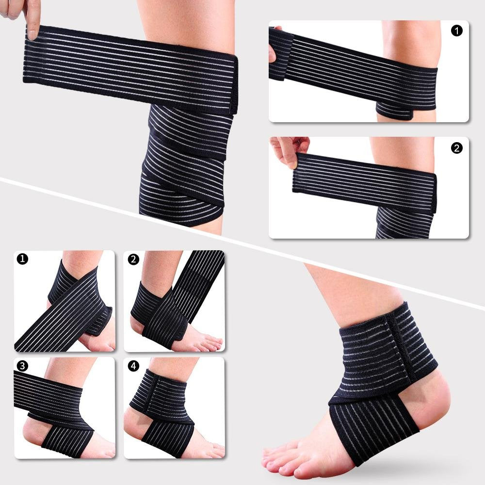 Elastic Compression Knee Bandages Fitness Straps for Gym Weight Lifting 40-300cm Image 2