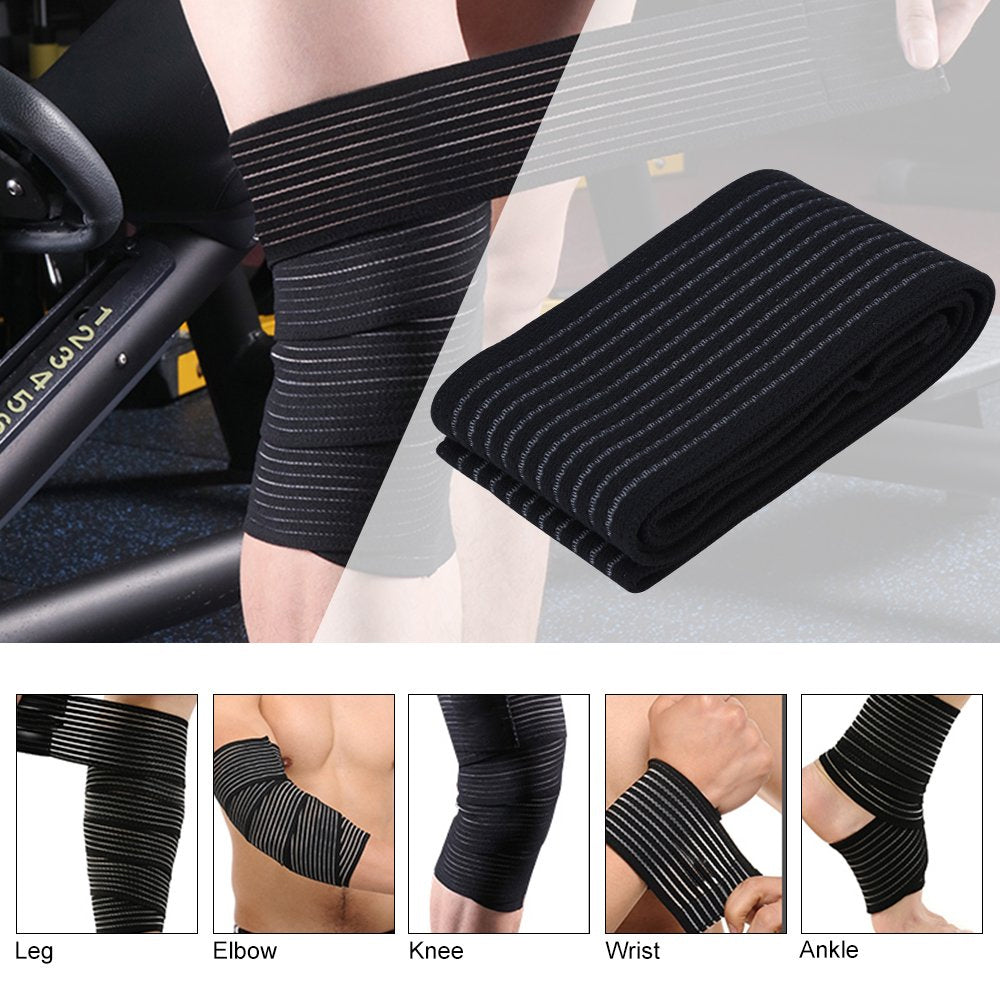 Elastic Compression Knee Bandages Fitness Straps for Gym Weight Lifting 40-300cm Image 4