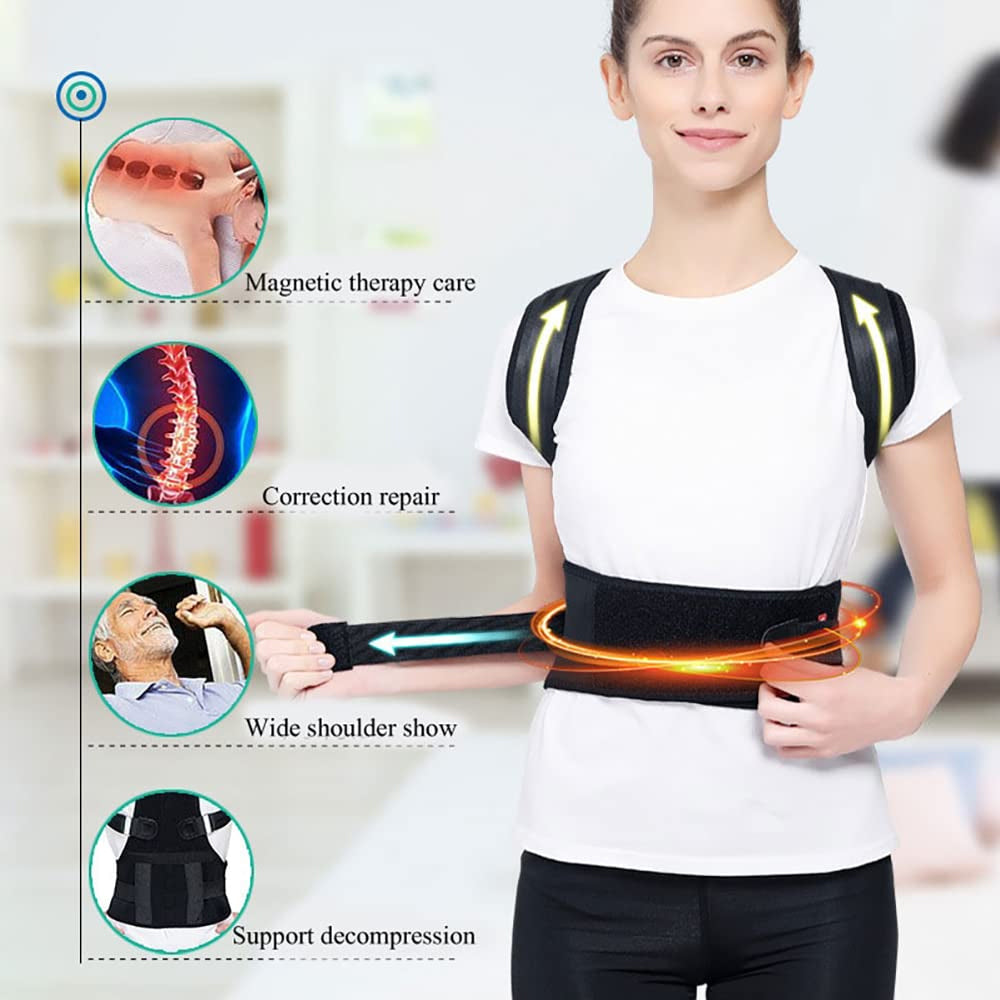 Magnetic Therapy Posture Corrector Back Support Belt Adjustable for Men Women Image 2