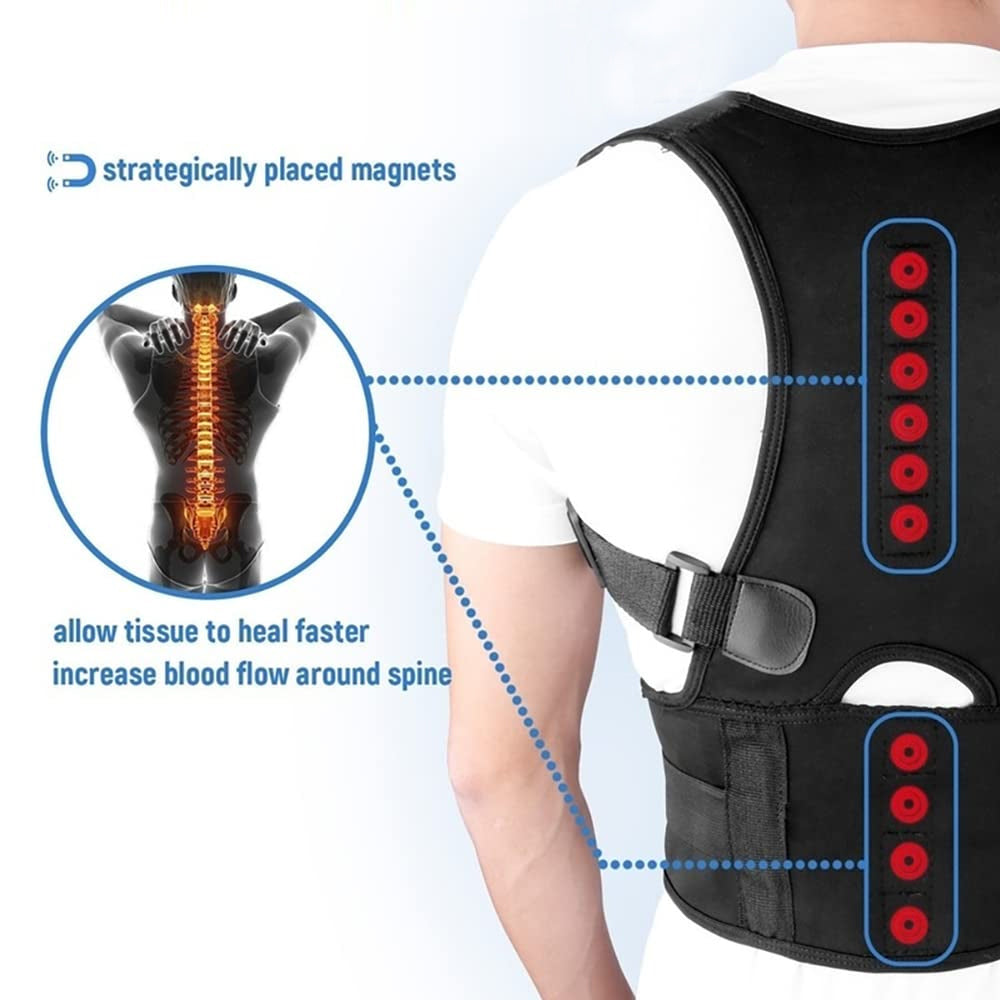 Magnetic Therapy Posture Corrector Back Support Belt Adjustable for Men Women Image 3