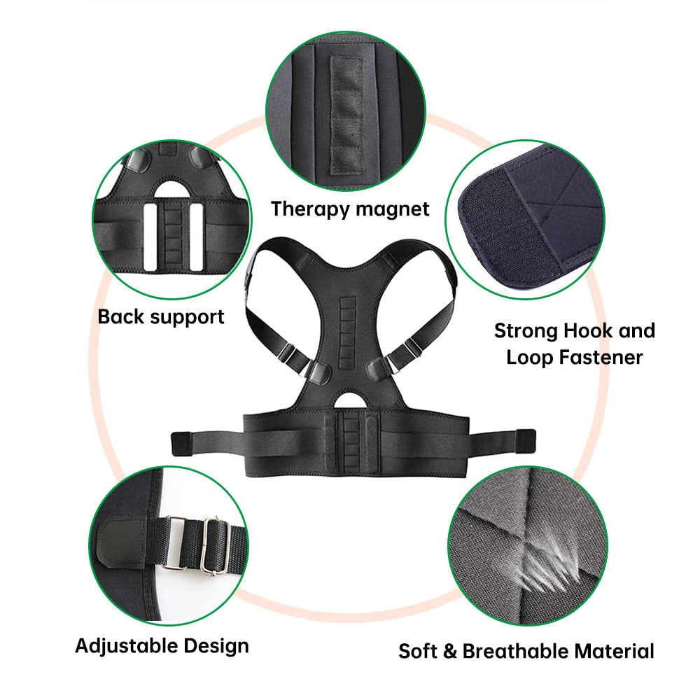 Magnetic Therapy Posture Corrector Back Support Belt Adjustable for Men Women Image 4