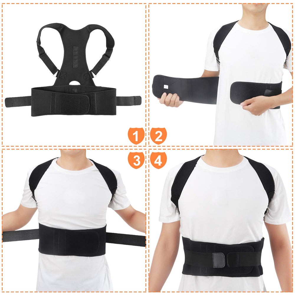 Magnetic Therapy Posture Corrector Back Support Belt Adjustable for Men Women Image 4