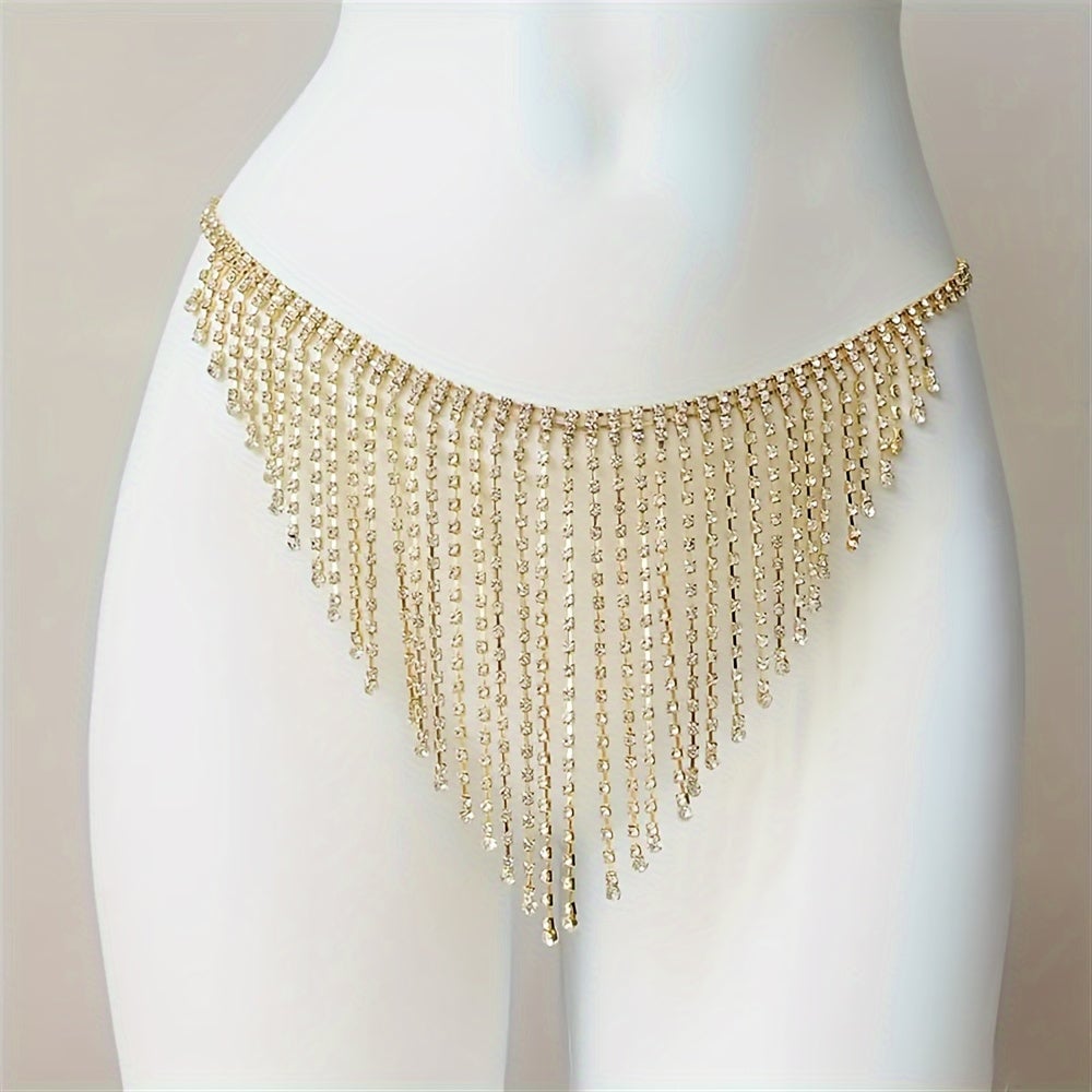 Long Rhinestone Tassel Pendant Waist Chain Sexy Body Chain Jewelry Decoration Image 4