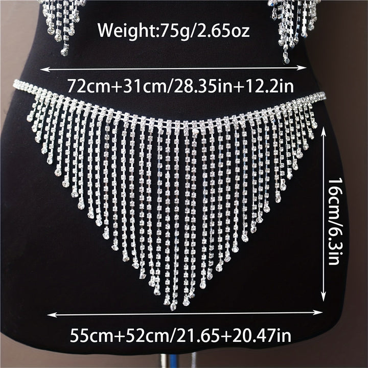 Long Rhinestone Tassel Pendant Waist Chain Sexy Body Chain Jewelry Decoration Image 4