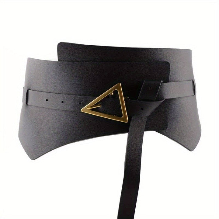 Faux Leather PU Womens Waist Belt Faux Leather Triangle Buckle Wide Girdle Image 1