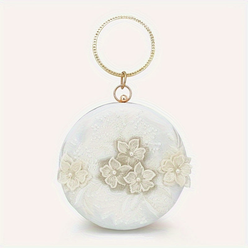 Floral Embroidery Round Evening Bag Clutch Wedding Purse For Women Party Banquet Flower Bag Hanfu Accessories Image 7