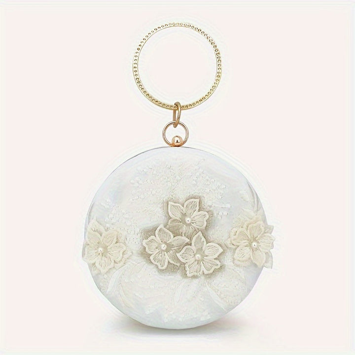 Floral Embroidery Round Evening Bag Clutch Wedding Purse For Women Party Banquet Flower Bag Hanfu Accessories Image 7