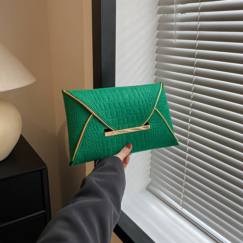 Chic Solid Color Envelope Clutch - Fashionable Womens Evening Purse with Polyester Lining Perfect for Weddings and Image 4