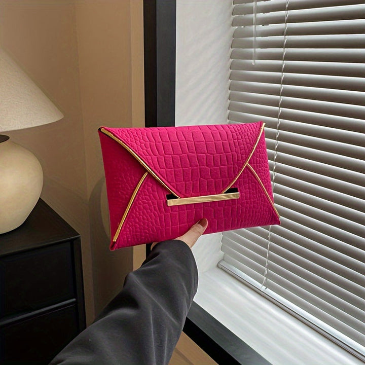 Chic Solid Color Envelope Clutch - Fashionable Womens Evening Purse with Polyester Lining Perfect for Weddings and Image 7