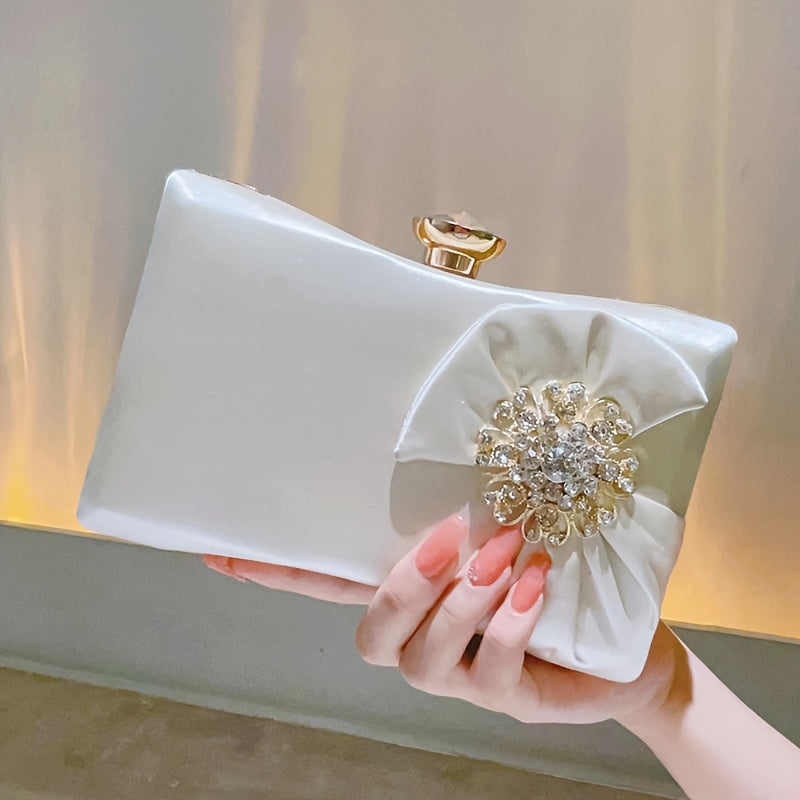 Elegant Rhinestone Decor Evening Bag Classic Formal Dinner Handbag Womens Stylish Clutch Purse For Party Wedding and Image 1