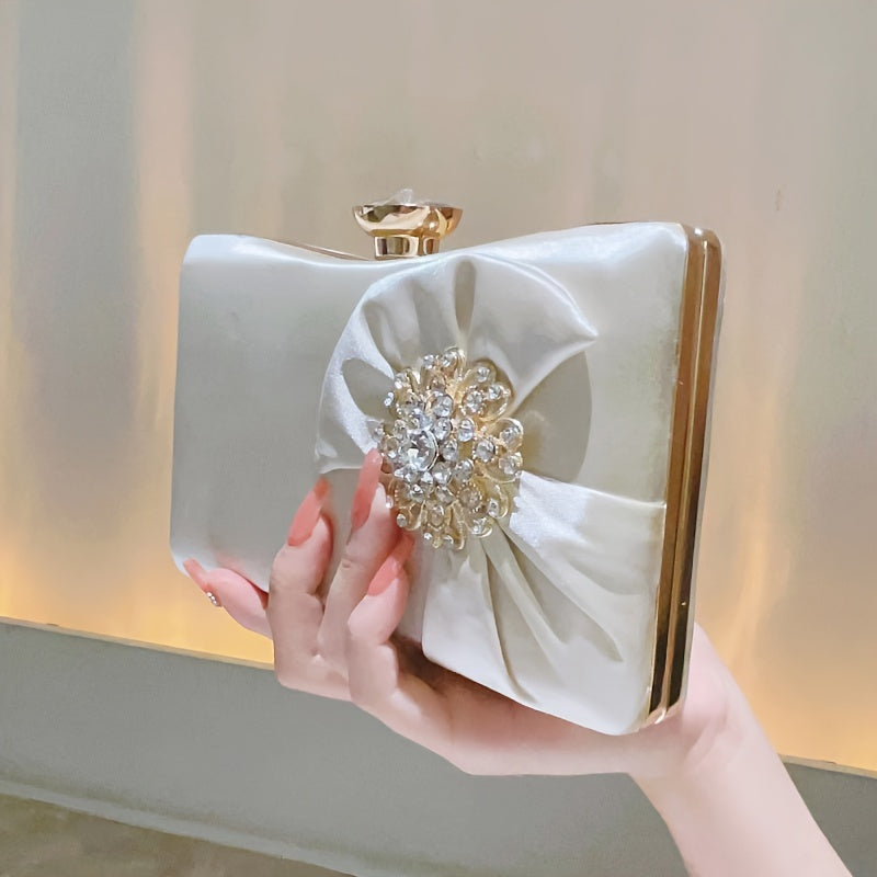 Elegant Rhinestone Decor Evening Bag Classic Formal Dinner Handbag Womens Stylish Clutch Purse For Party Wedding and Image 2