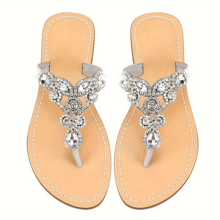 Flip Flops for Women Flat Sandals with Rhinestone Crystal Jeweled Sandal Shoes for Summer Beach Wedding Oceanside Image 1