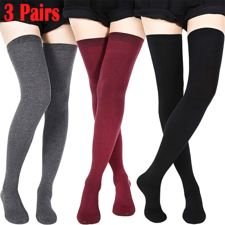 3 Pairs Womens Extra Long Socks Thigh High Socks Gifts For Wife Girlfriend Extra Long Boot Stockings For Women Dress Image 1