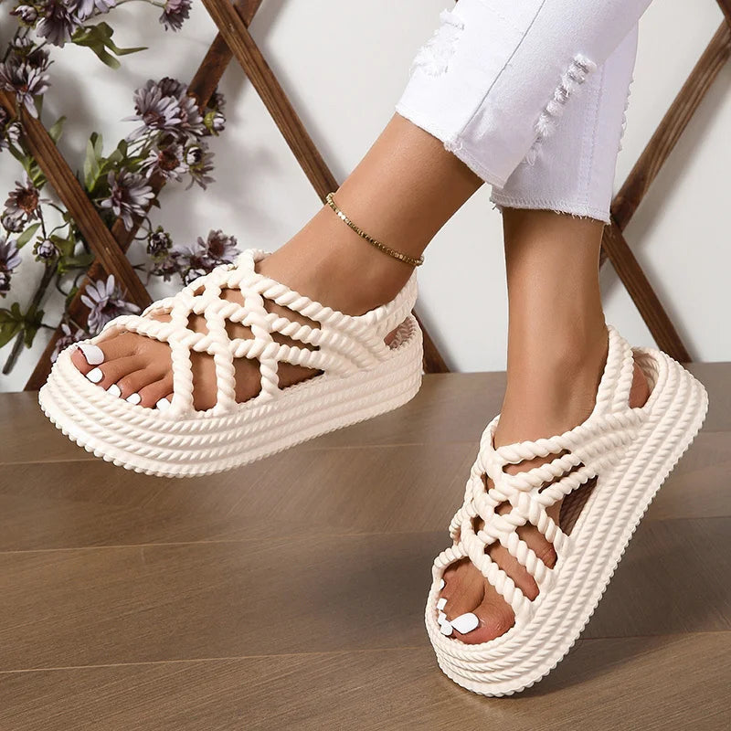 2024 Summer Fashion Comfortable and Wear-resistant Thick-soled Beach Casual Sandals for Women Trendy Heel Sandals Image 1