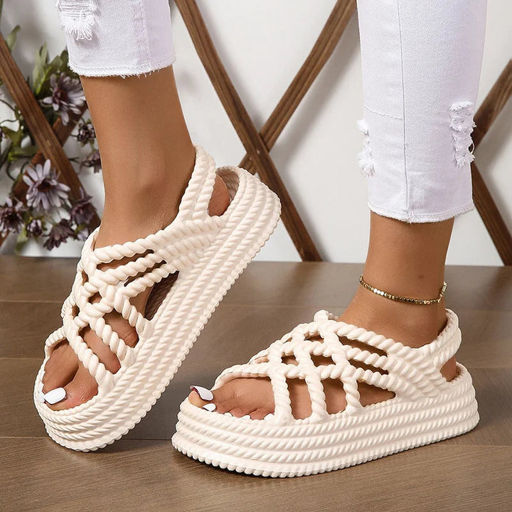 2024 Summer Fashion Comfortable and Wear-resistant Thick-soled Beach Casual Sandals for Women Trendy Heel Sandals Image 2