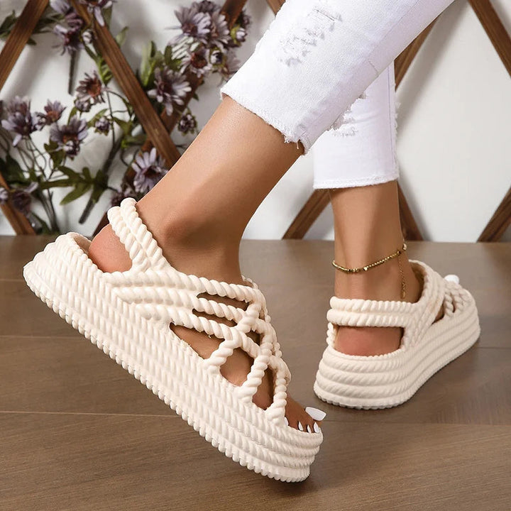 2024 Summer Fashion Comfortable and Wear-resistant Thick-soled Beach Casual Sandals for Women Trendy Heel Sandals Image 3