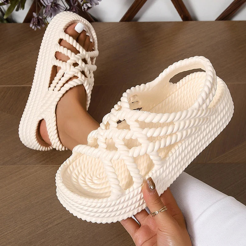 2024 Summer Fashion Comfortable and Wear-resistant Thick-soled Beach Casual Sandals for Women Trendy Heel Sandals Image 4