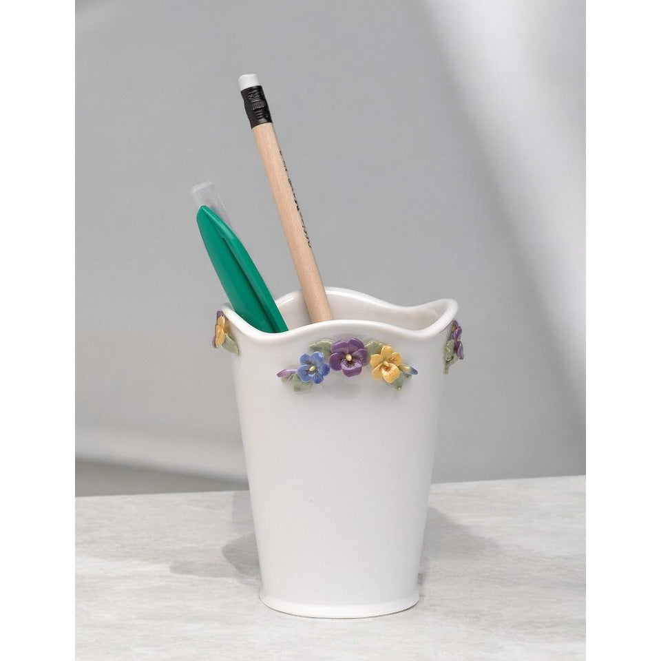 Ceramic Pansy Utensil Holder Mini Flower Vase Kitchen Image 2