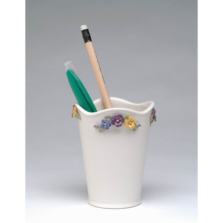 Ceramic Pansy Utensil Holder Mini Flower Vase Kitchen Image 3