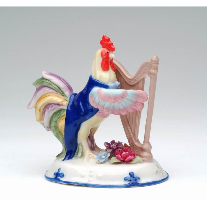 Ceramic Rooster Harp Figurine 4 Inch Musician Gift Rooster Lover Image 3