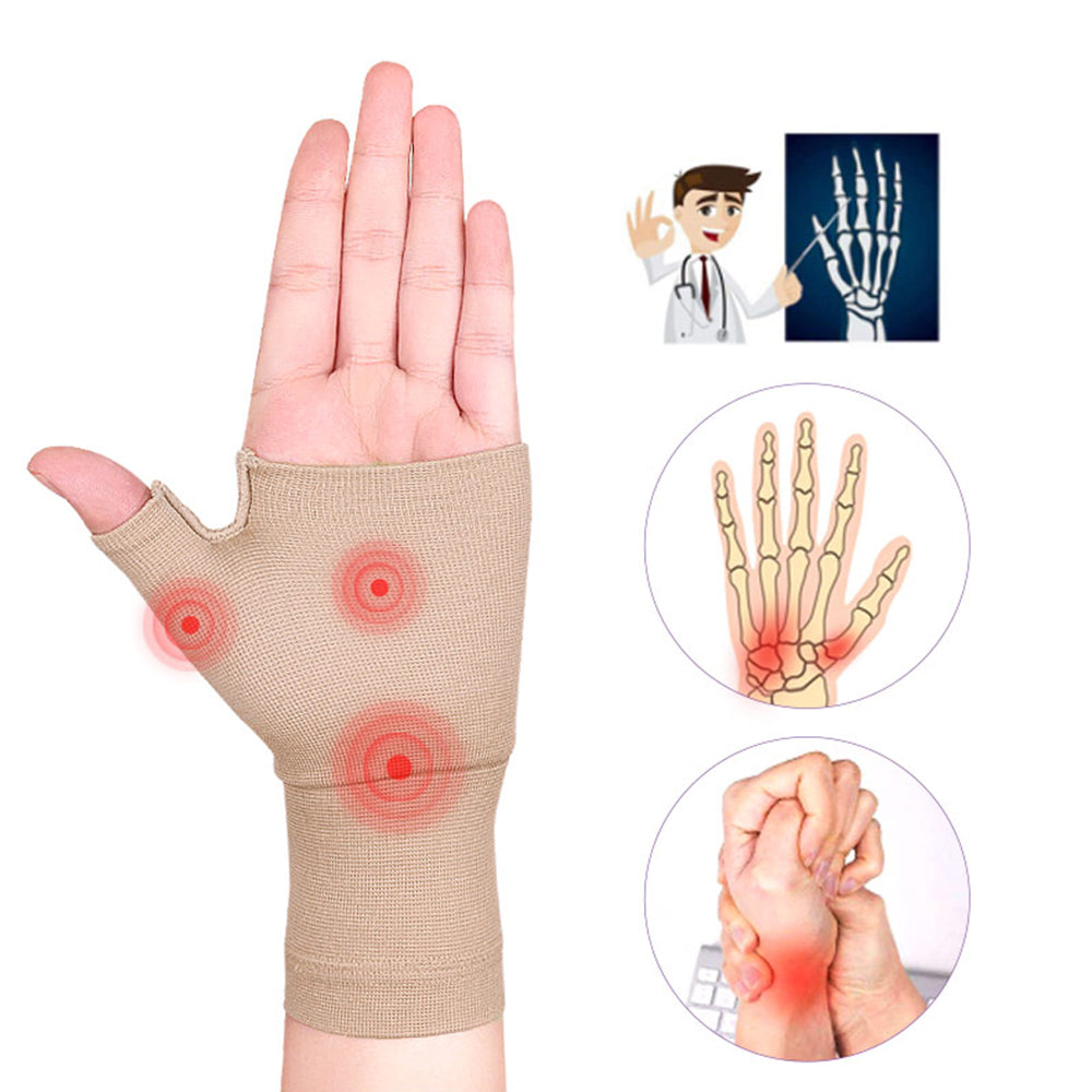 Compression Arthritis Gloves Unisex Support Sleeve Black Beige S M L XL Image 2