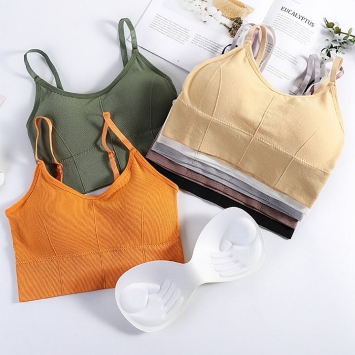 Seamless Backless Sports Bra Women Adjustable Strap Yoga Vest Padded 7 Colors Image 1