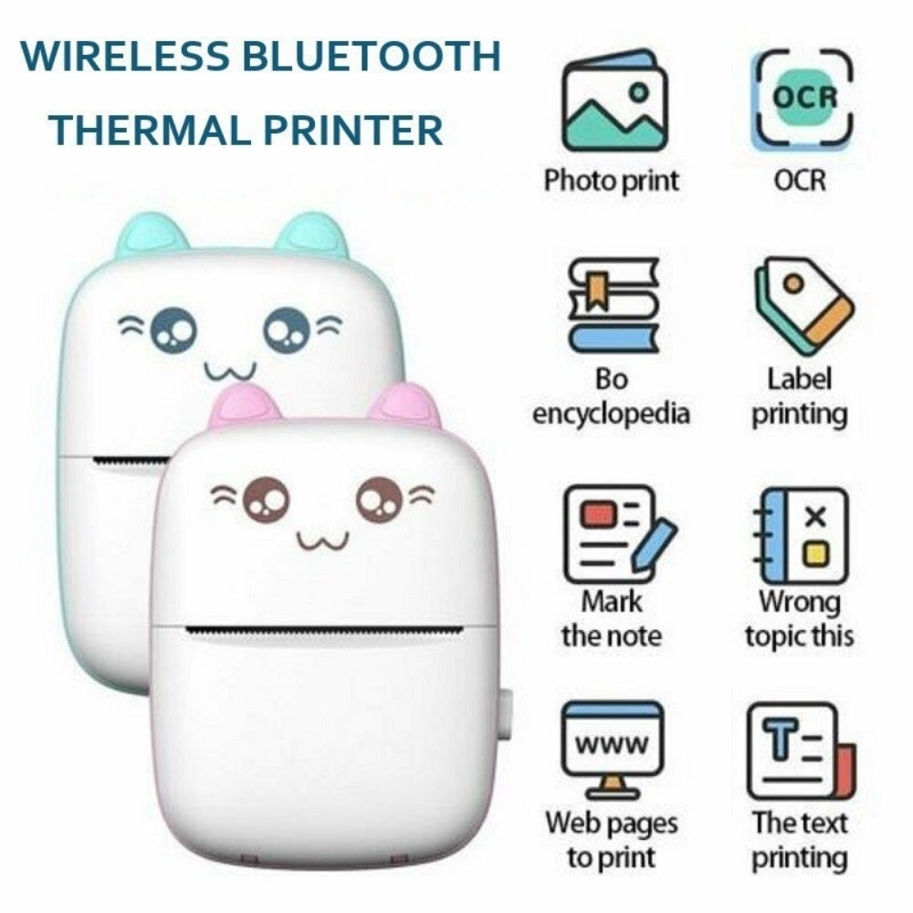 Mini Portable Thermal Printer 57mm Wireless BT 200dpi for Android iOS Pink Blue Image 4