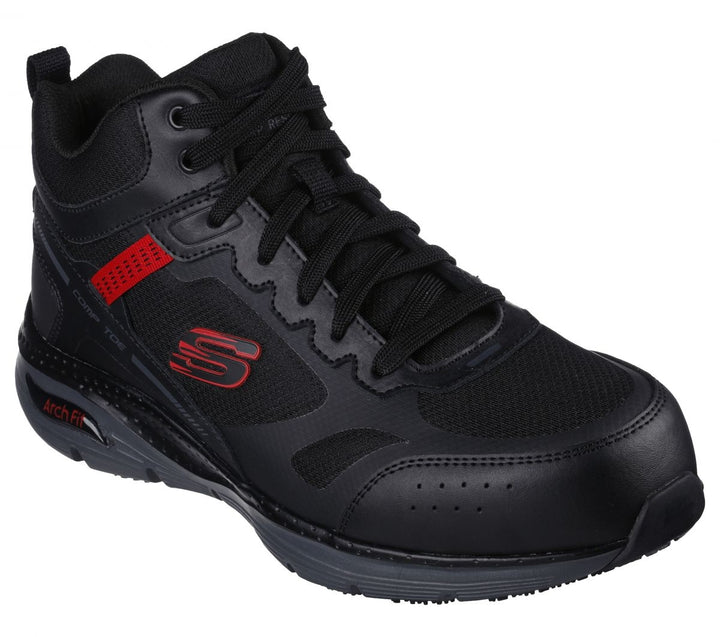 SKECHERS WORK Mens Arch Fit SR - Bensen High-Top Work Shoe Black/Red - 200159-BKRD BLACK / RED Image 2