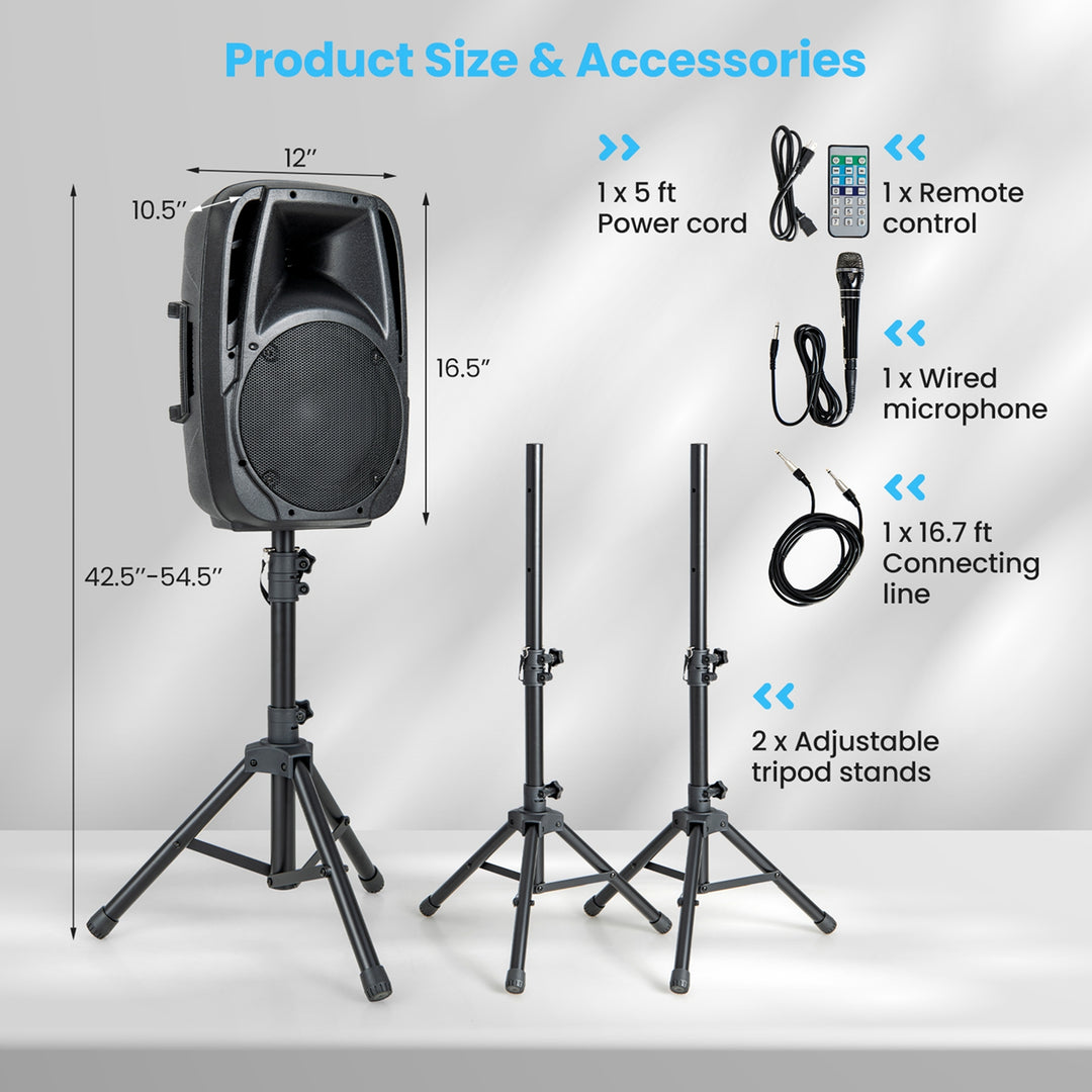 Sonart Dual 10 Protable 1600W Powered Speakers w/ Mic Speaker Stands Control Image 3