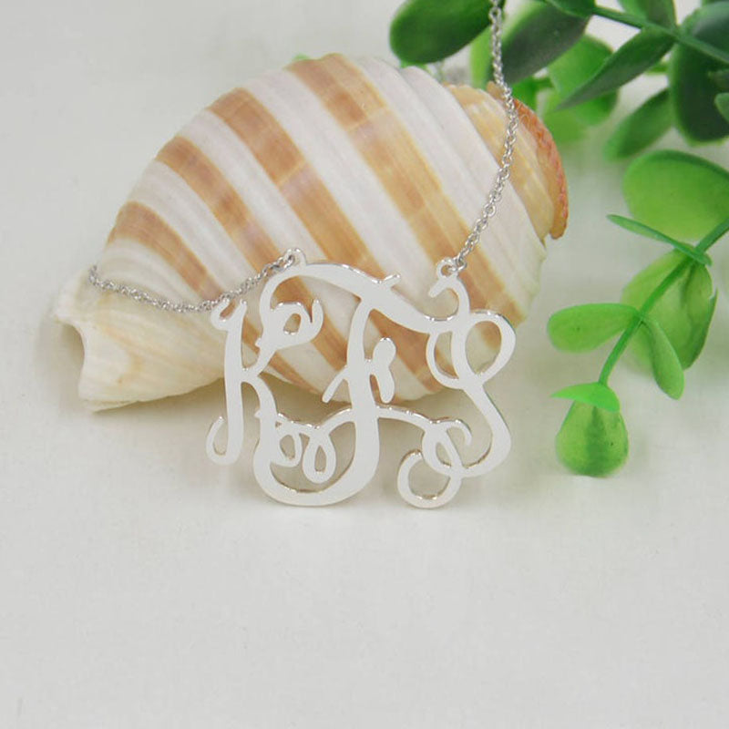 Custom 3 Letter Necklace Personalized Silver Monogram Necklace Handmade 925 Sterling Silver Name Jewelry Image 1