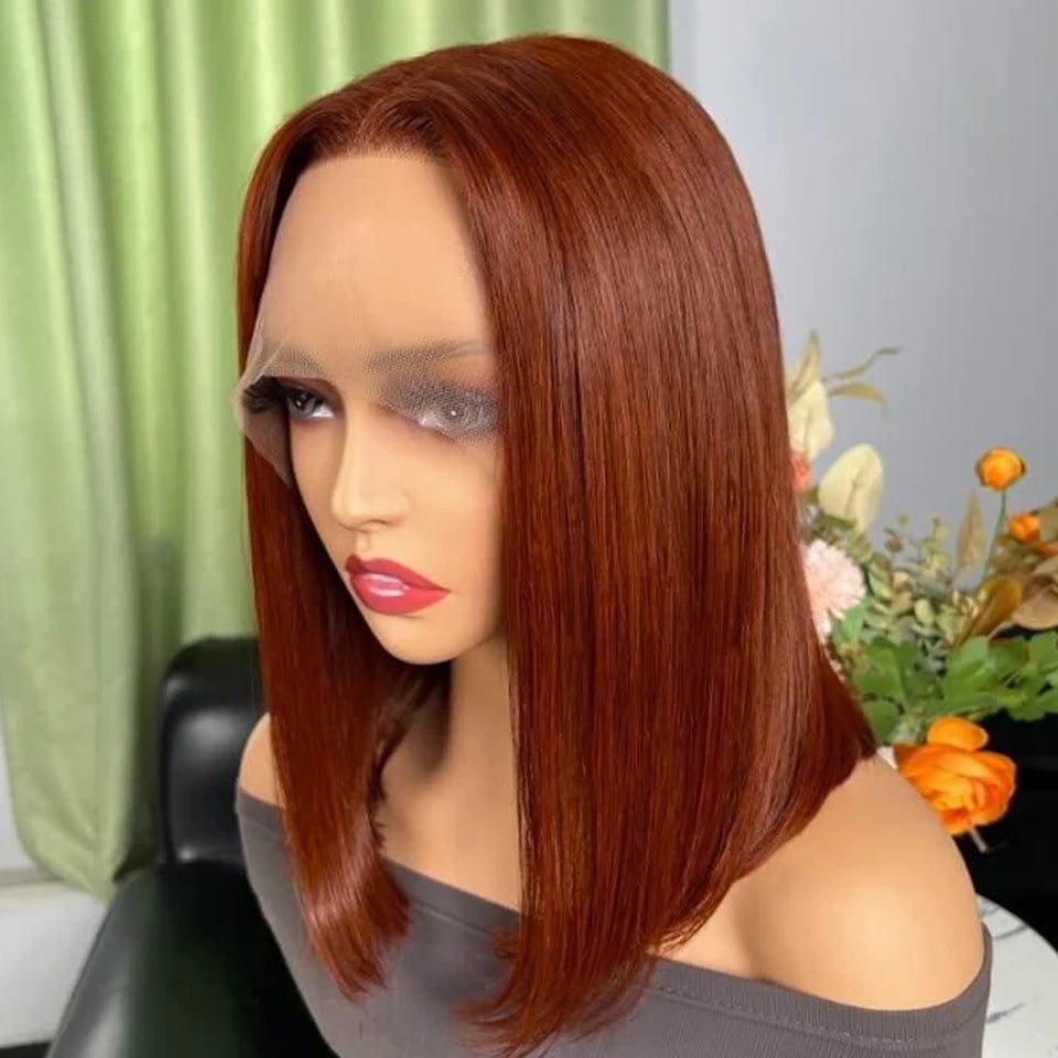 Burgundy HD Transparent Short Bob Human Hair Wigs Peruvian 99J Red Straight 13x6x1 Lace Front Wig For Women Pre Plucked Image 4