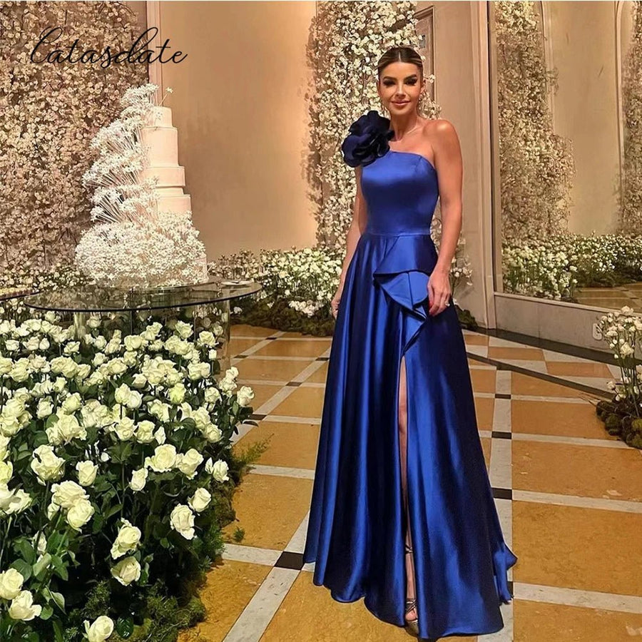 Catasdate Royal Christmas Party Dress One Shoulder Evening Dress for Women vestidos para eventos A Line Formal Occasion Image 1